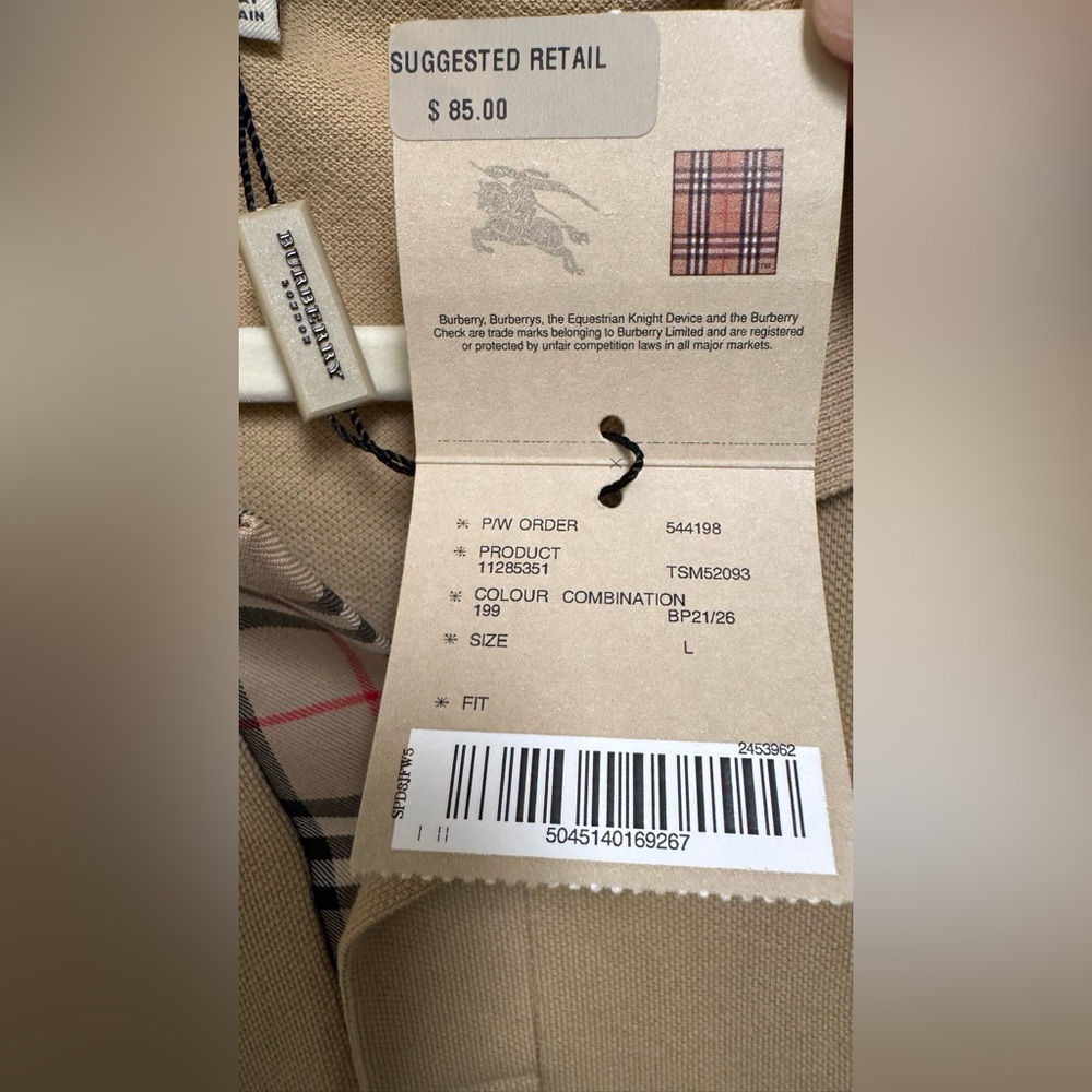 Burberry Men's Polo in Light Brown with Signature Crest - Picture 4 of 12